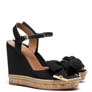 Tori Burch bow wedge sandals